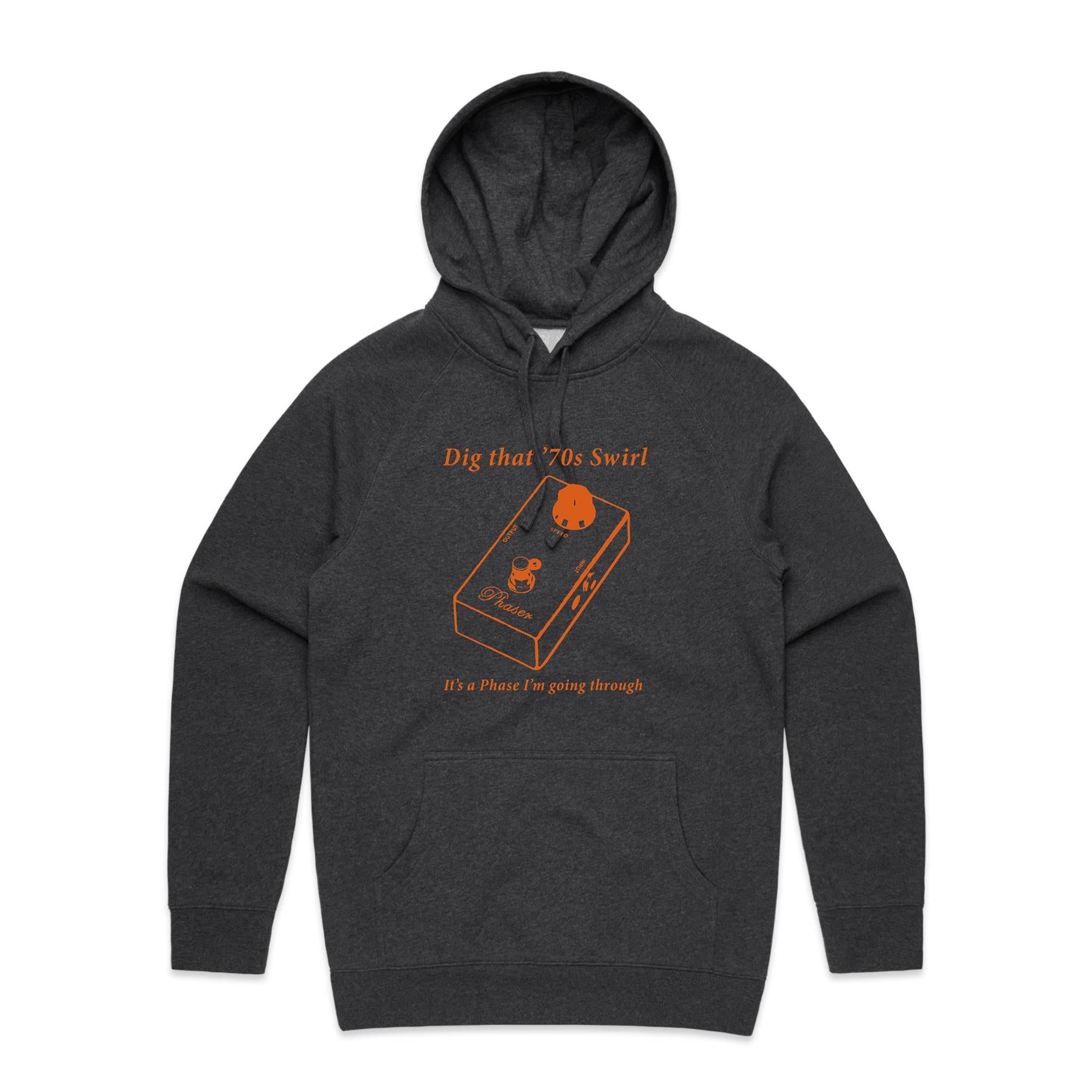 Guitar Pedal - Mens Hoodie Asphalt Marle Mens Hoodie Music Printed In Australia