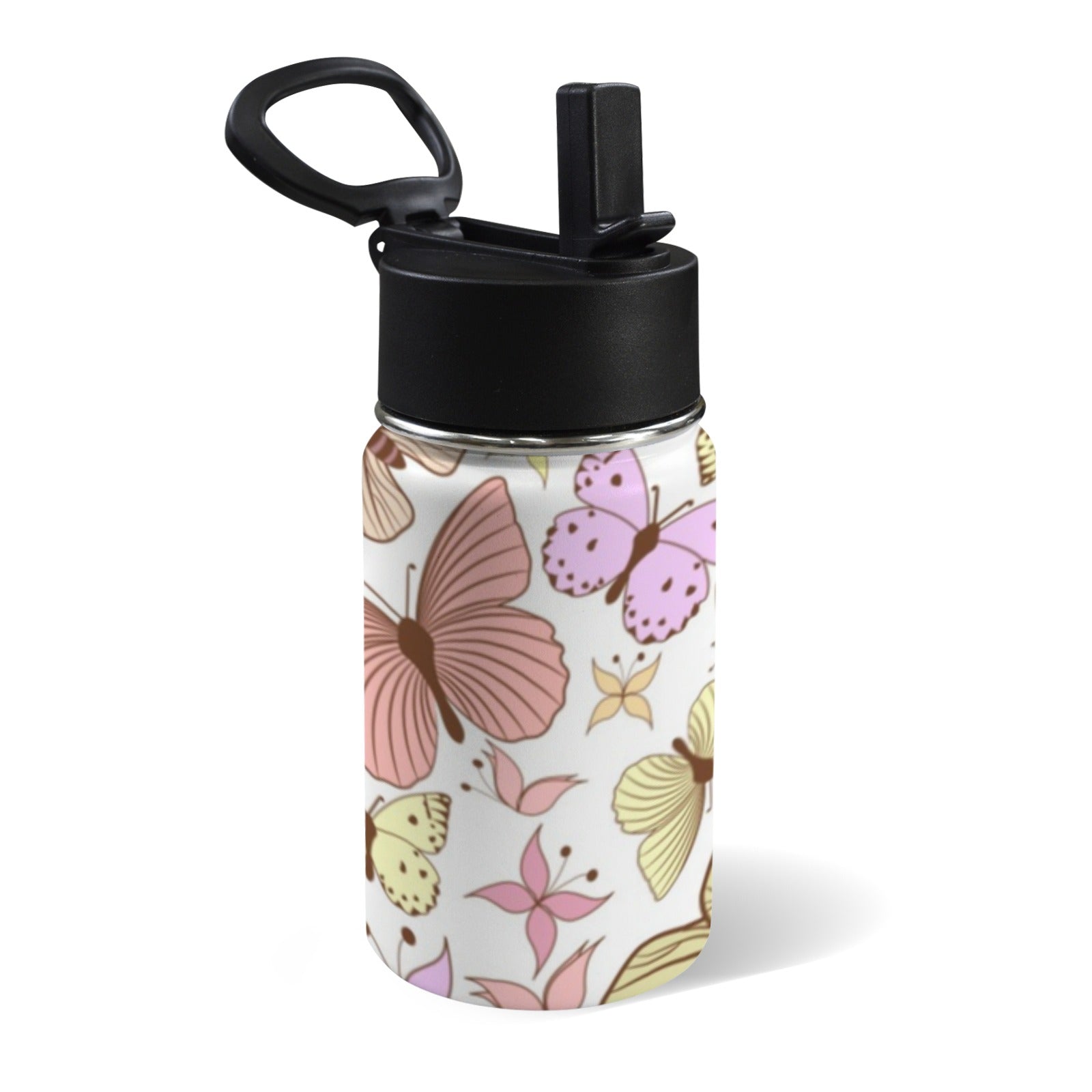 Cartoon Butterfly 12oz Kids Water Bottle with Straw Lid