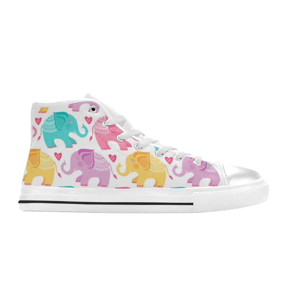 Elephant Dance - Kids High Top Canvas Shoes