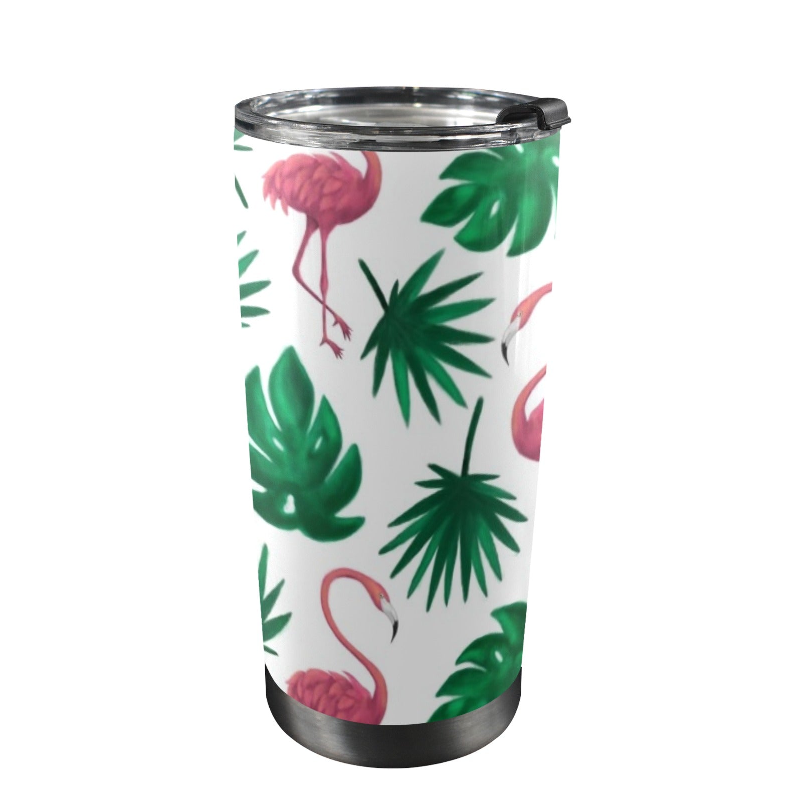 Flamingo Leaves - 20oz Mobile Tumbler with Lid (Black Lock)
