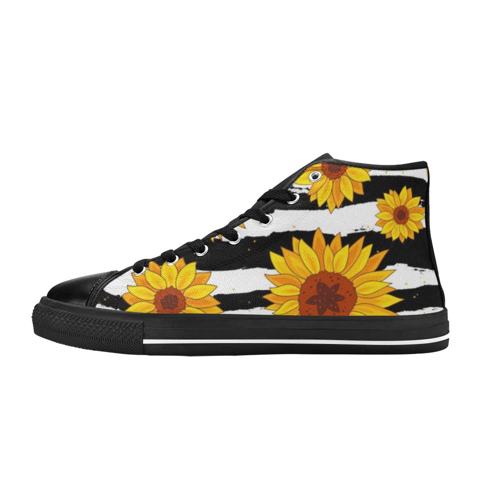 Sunflower Stripes - Women's High Top Canvas Shoes