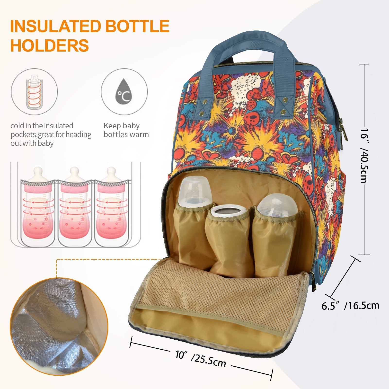 Comic Book Explosions Multi-Function Backpack, Nappy / Diaper Bag Multi-function Backpack, Nappy / Diaper Bag comic Printed Offshore