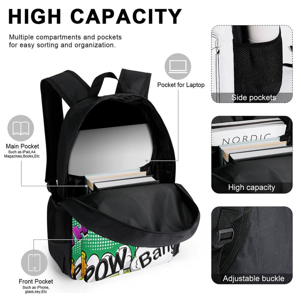 Comic Book 2 Three Piece Backpack Set Three Piece Backpack Set Printed Offshore
