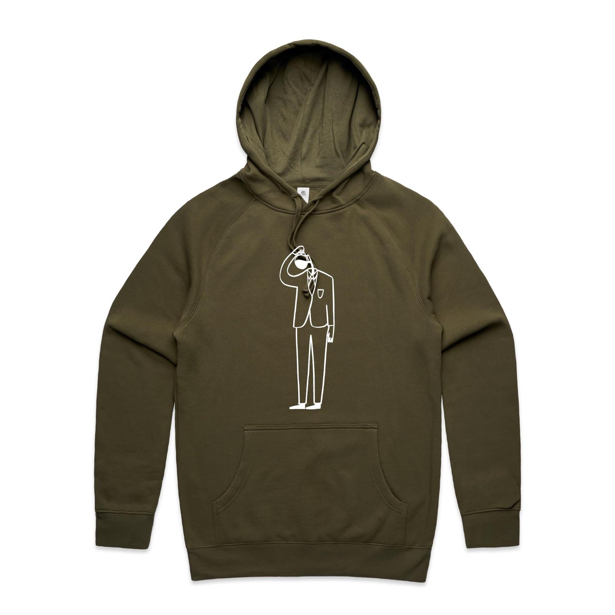 Coffee Brain - Mens Hoodie Army Mens Hoodie Coffee Printed In Australia