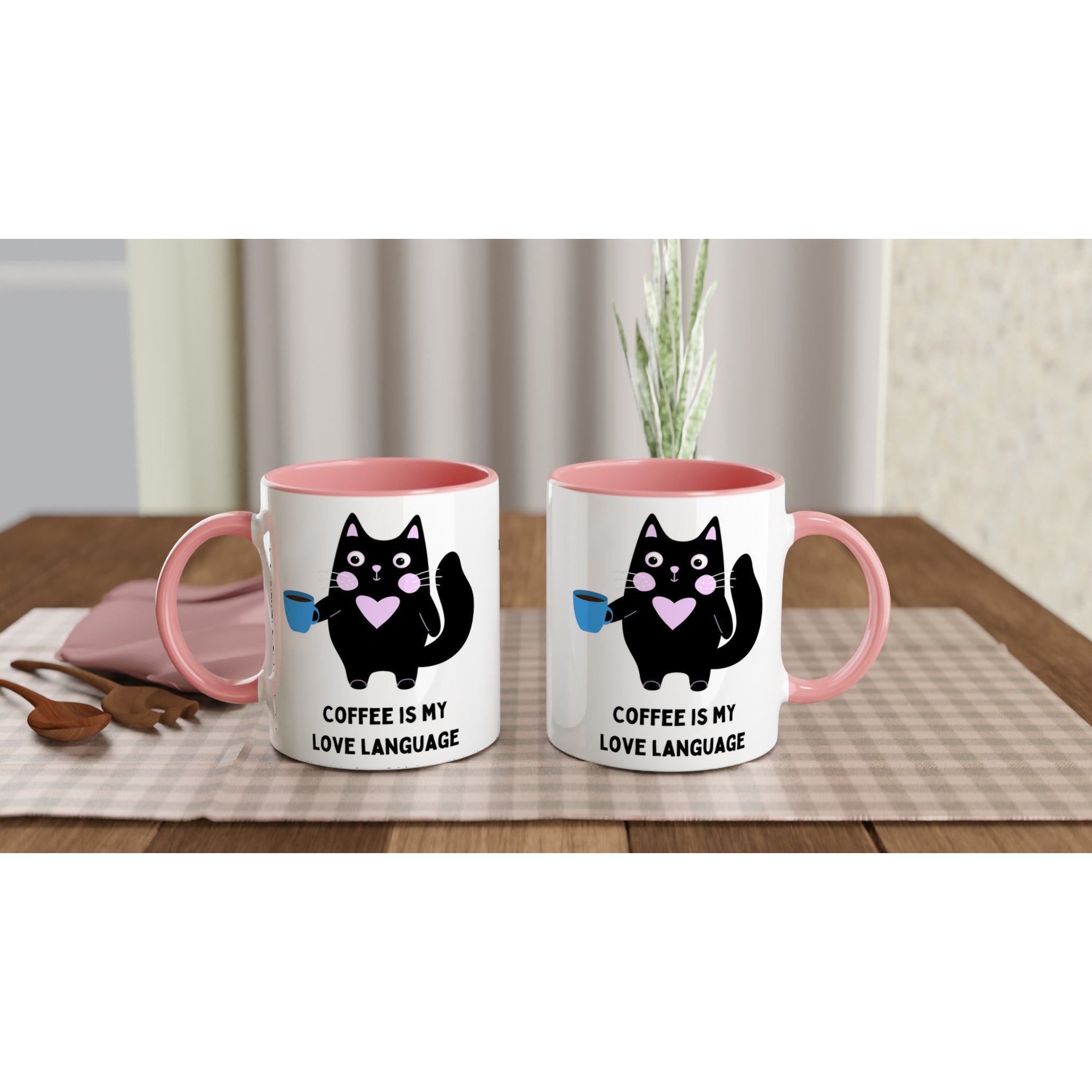 Coffee Is My Love Language - White 11oz Ceramic Mug with Colour Inside Colour 11oz Mug animal coffee Globally Fulfilled love