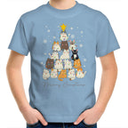 Cats Merry Christmas - Kids Youth T-Shirt Carolina Blue Kids Christmas T-shirt Christmas Printed In Australia