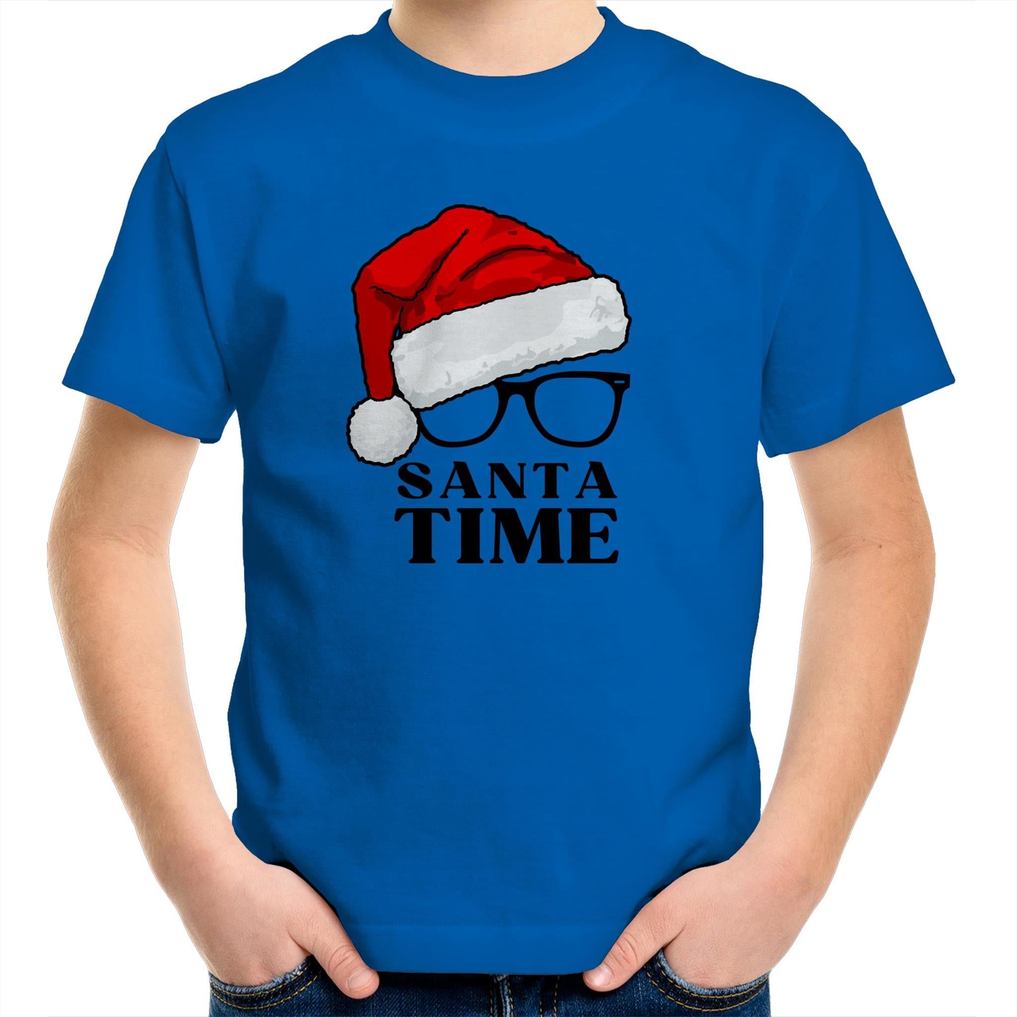 Santa Time - Kids Youth T-Shirt Bright Royal Kids Christmas T-shirt Christmas Printed In Australia