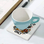 Good Vibes Only, Hippie Mushroom Ceramic Coasters (Square) Ceramic Coasters Positivity Printed Offshore Retro
