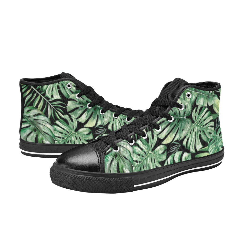 Jungle Leaves Women's High Top Canvas Shoes Womens Classic High Top Shoes Plants Printed Offshore