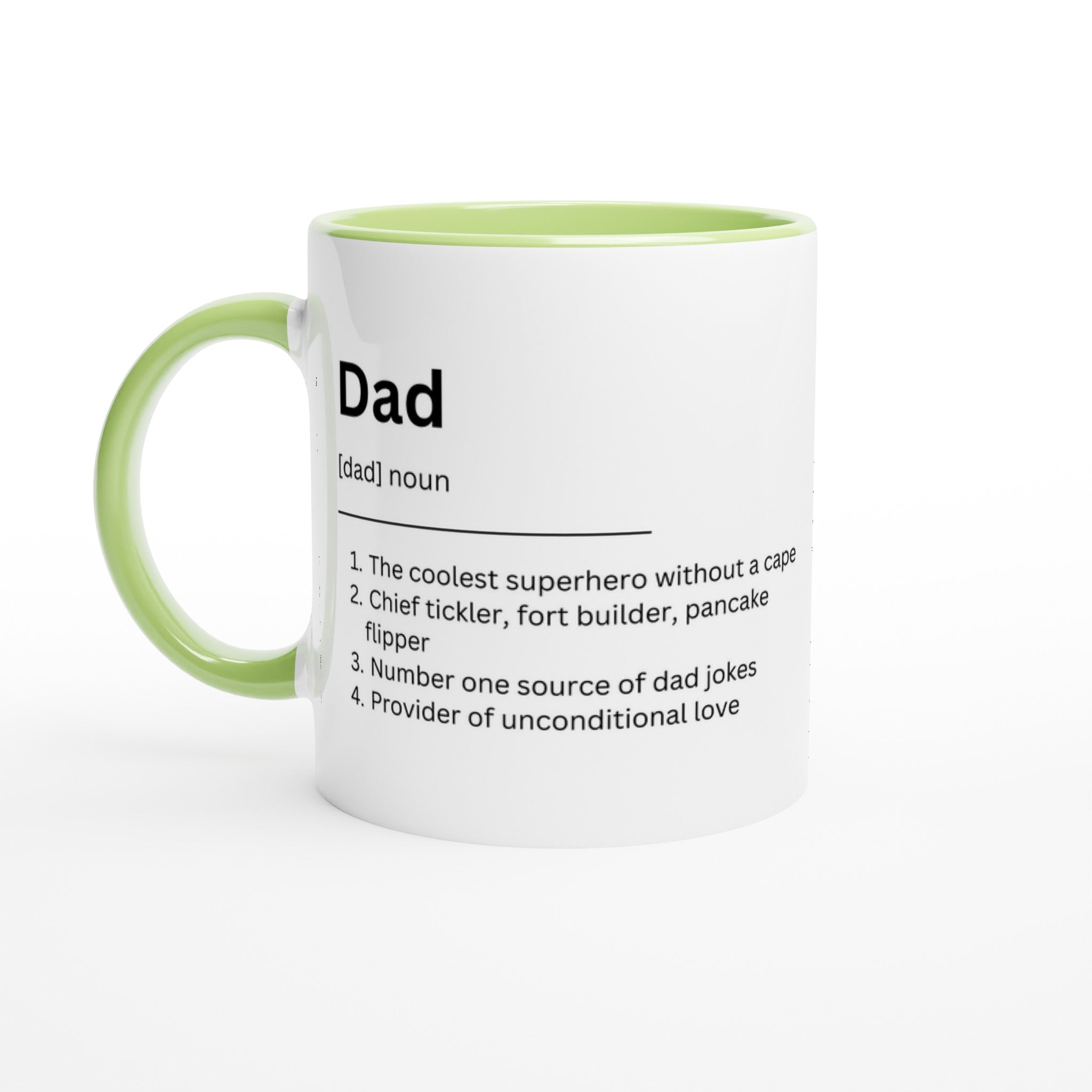 Dad Definition - White 11oz Ceramic Mug with Colour Inside Ceramic Green Colour 11oz Mug Dad Globally Fulfilled