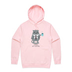 Cranky Cat, Not Before My Coffee - Mens Hoodie Pink Mens Hoodie animal Coffee Printed In Australia