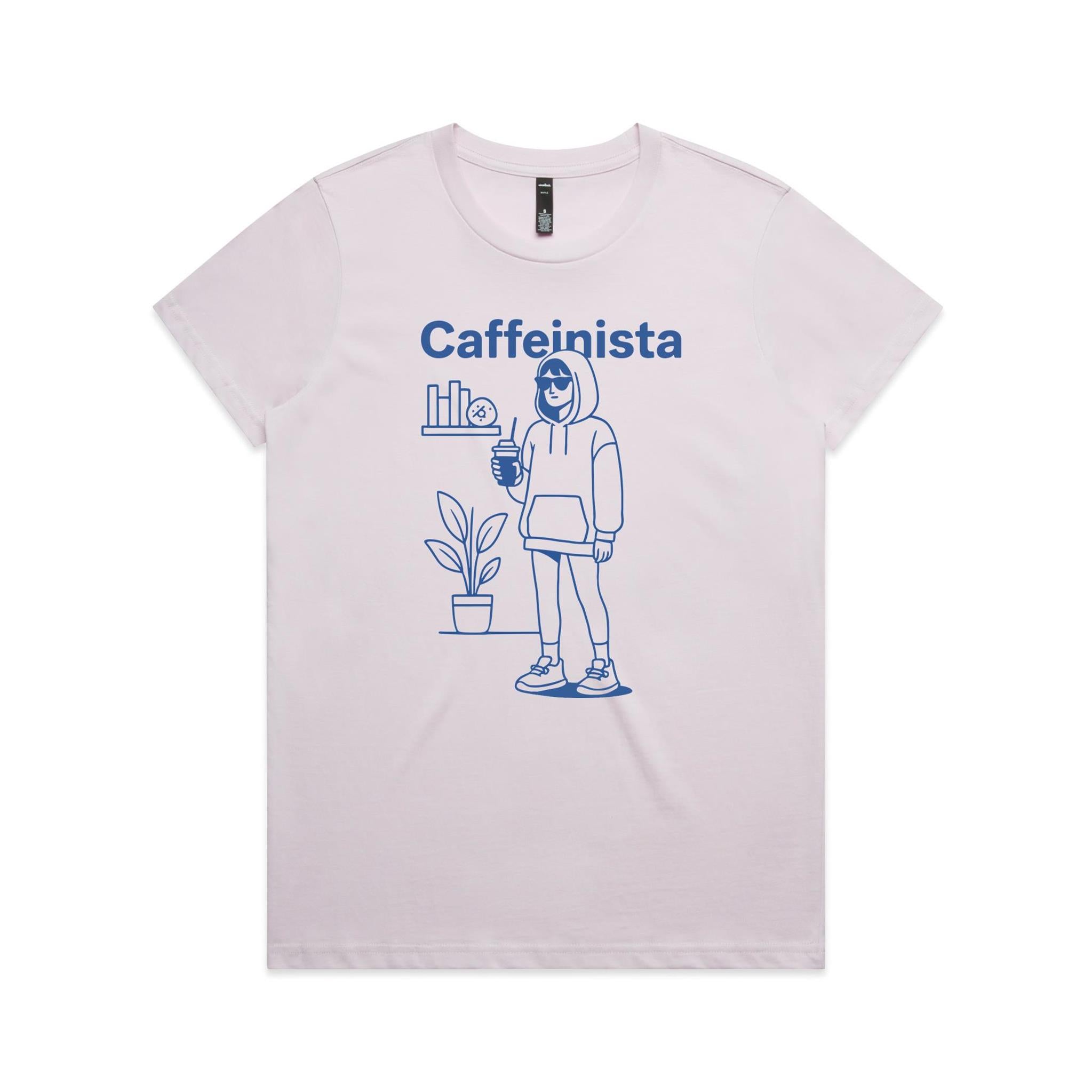 Caffeinista, Caffeine Women's AS Colour T-shirt Orchid Womens T-shirt Coffee Printed In Australia