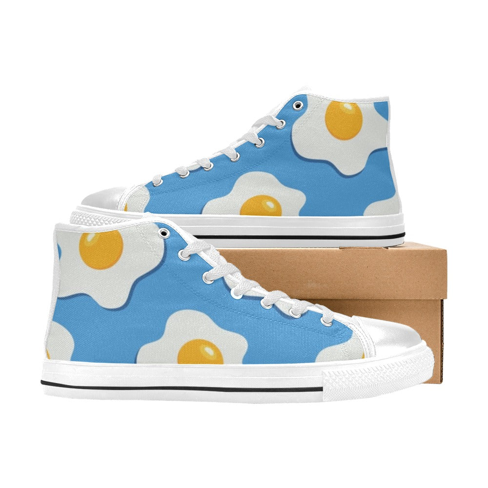 Fried Eggs - Kids High Top Canvas Shoes