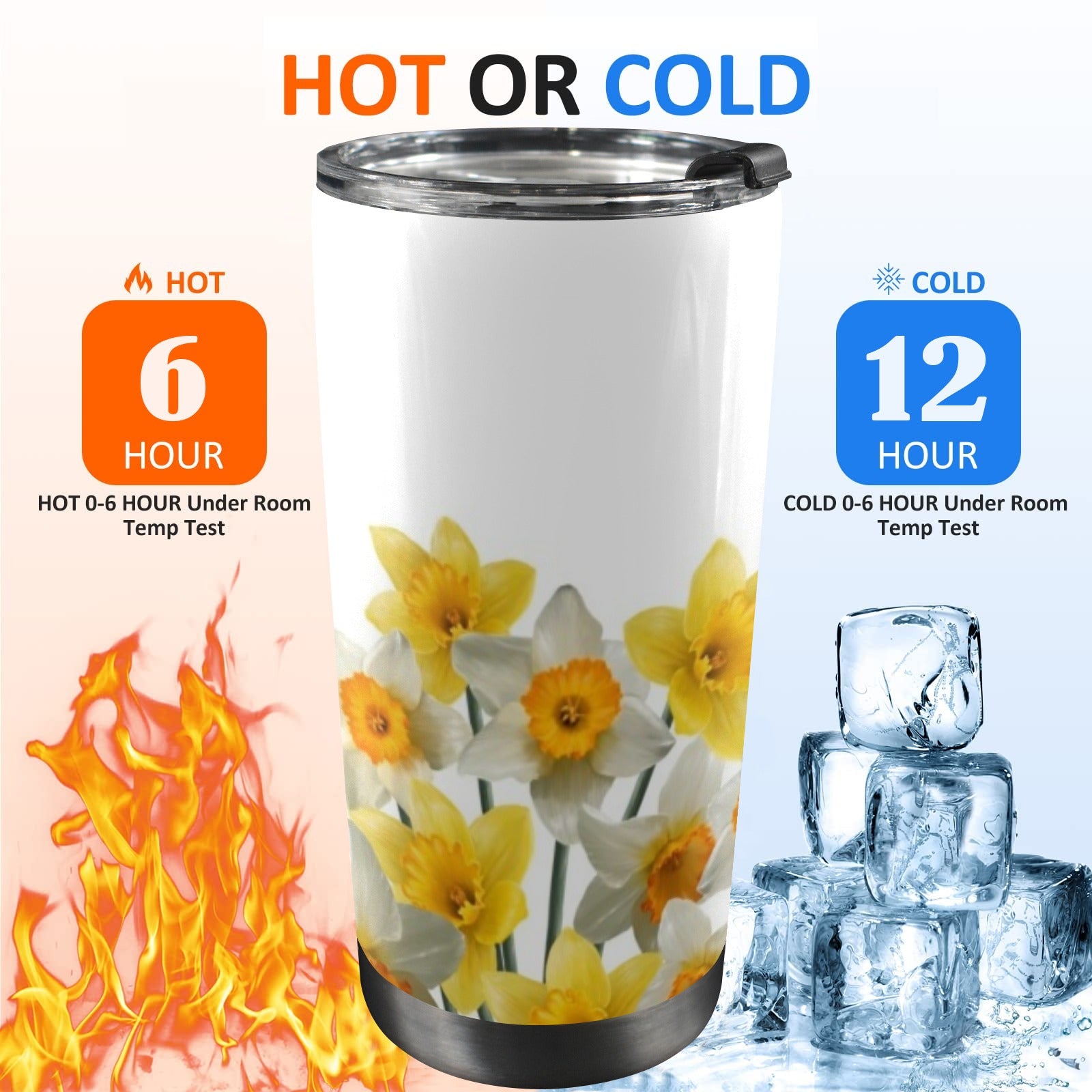 Daffodils - 20oz Mobile Tumbler with Lid (Black Lock) 20oz Travel Mug Plants Printed Offshore