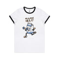 Life Is Short, Milk It Women's AS Colour Ringer Tee White Black Womens Ringer T-shirt Fitness Printed In Australia