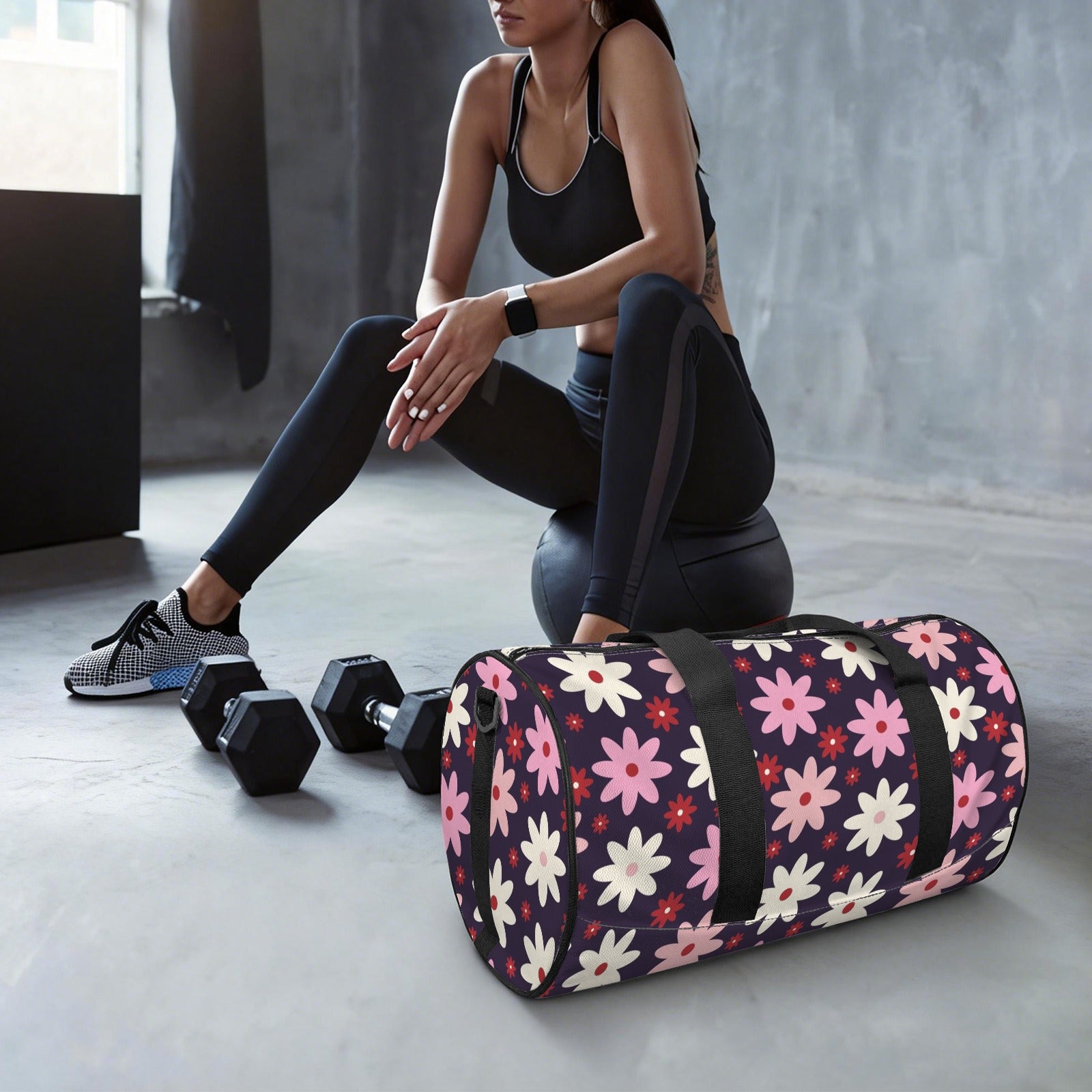 Pink Daisy Duffle Bag Duffle Bag Printed Offshore