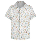 Paw Print Women's Collared Pocketless Short Sleeve Shirt