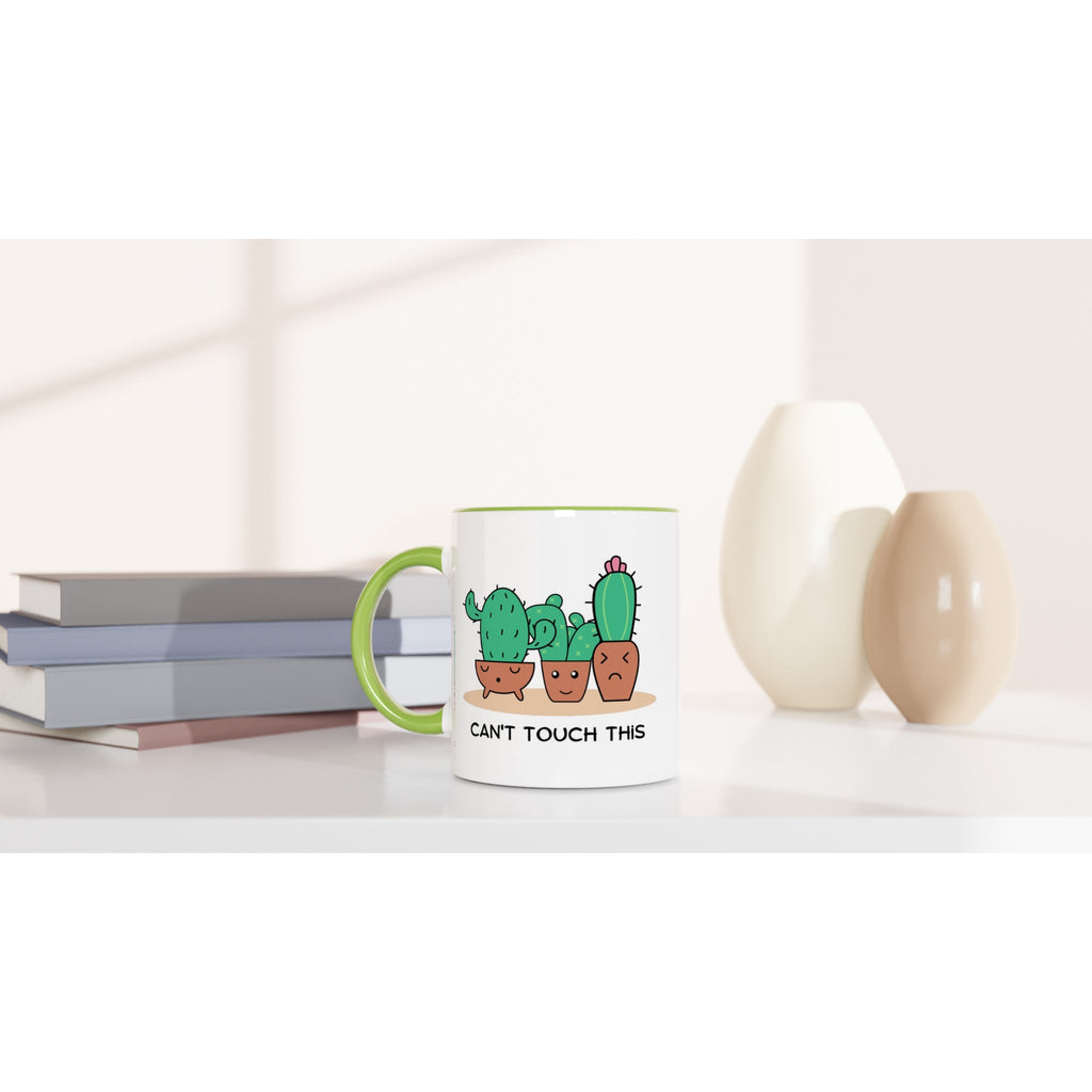 Cactus, Can't Touch This - White 11oz Ceramic Mug with Colour Inside Colour 11oz Mug funny Globally Fulfilled Plants