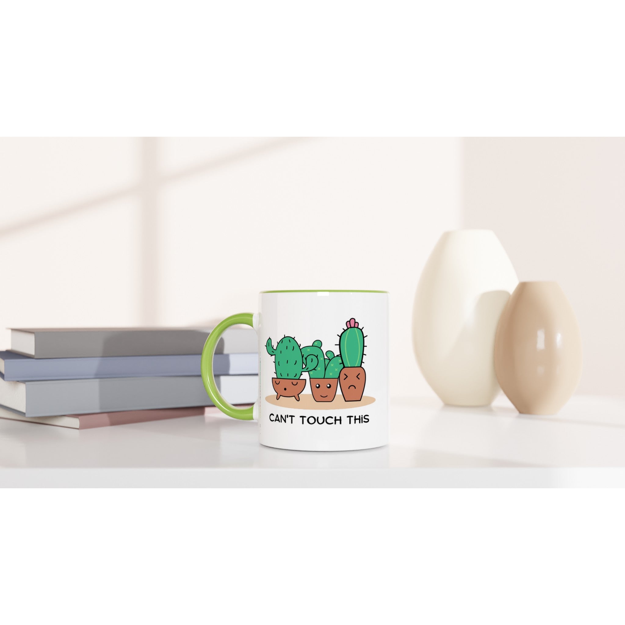 Cactus, Can't Touch This - White 11oz Ceramic Mug with Colour Inside Colour 11oz Mug funny Globally Fulfilled Plants