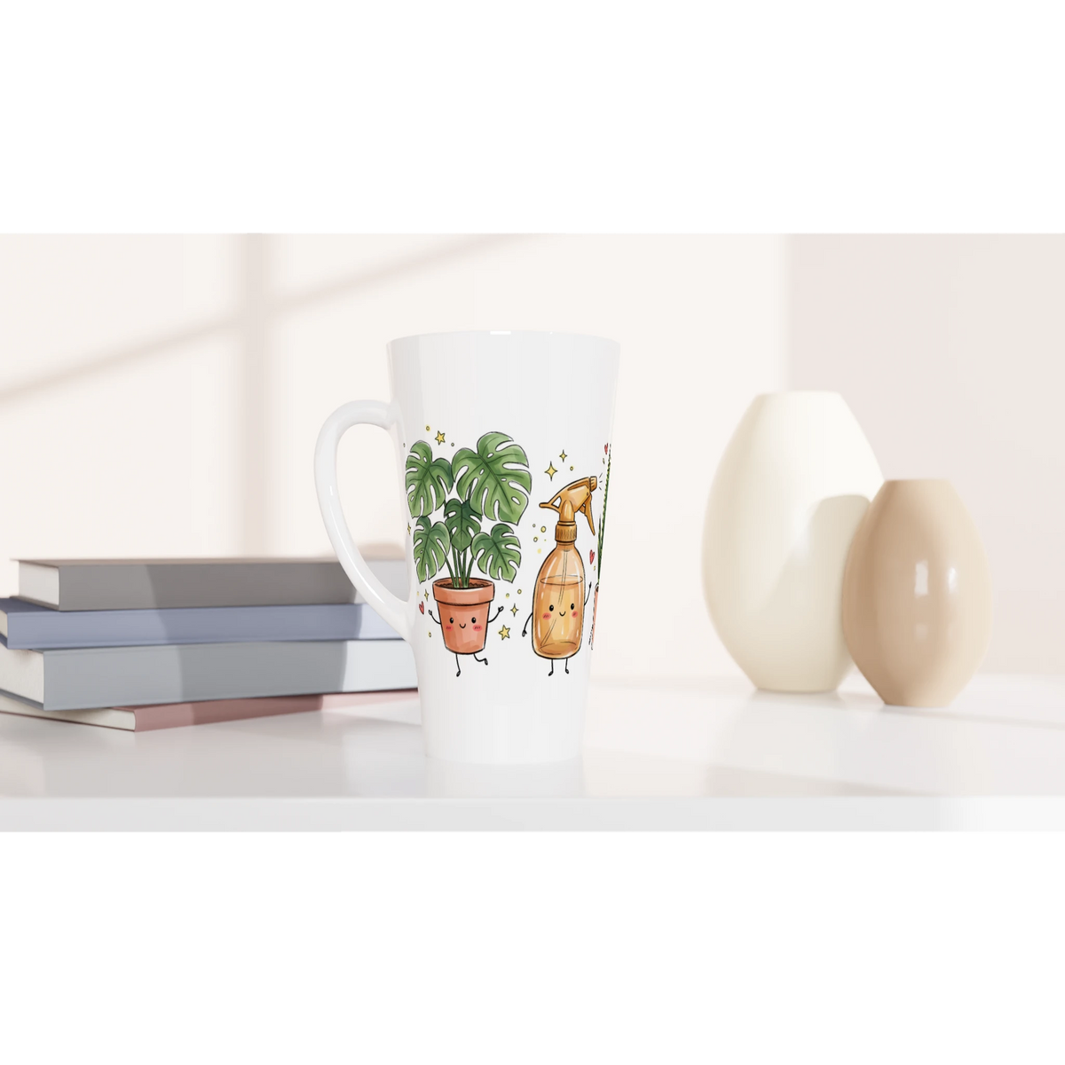 Plant Lover White Latte 17oz Ceramic Mug Latte Mug Globally Fulfilled Plants