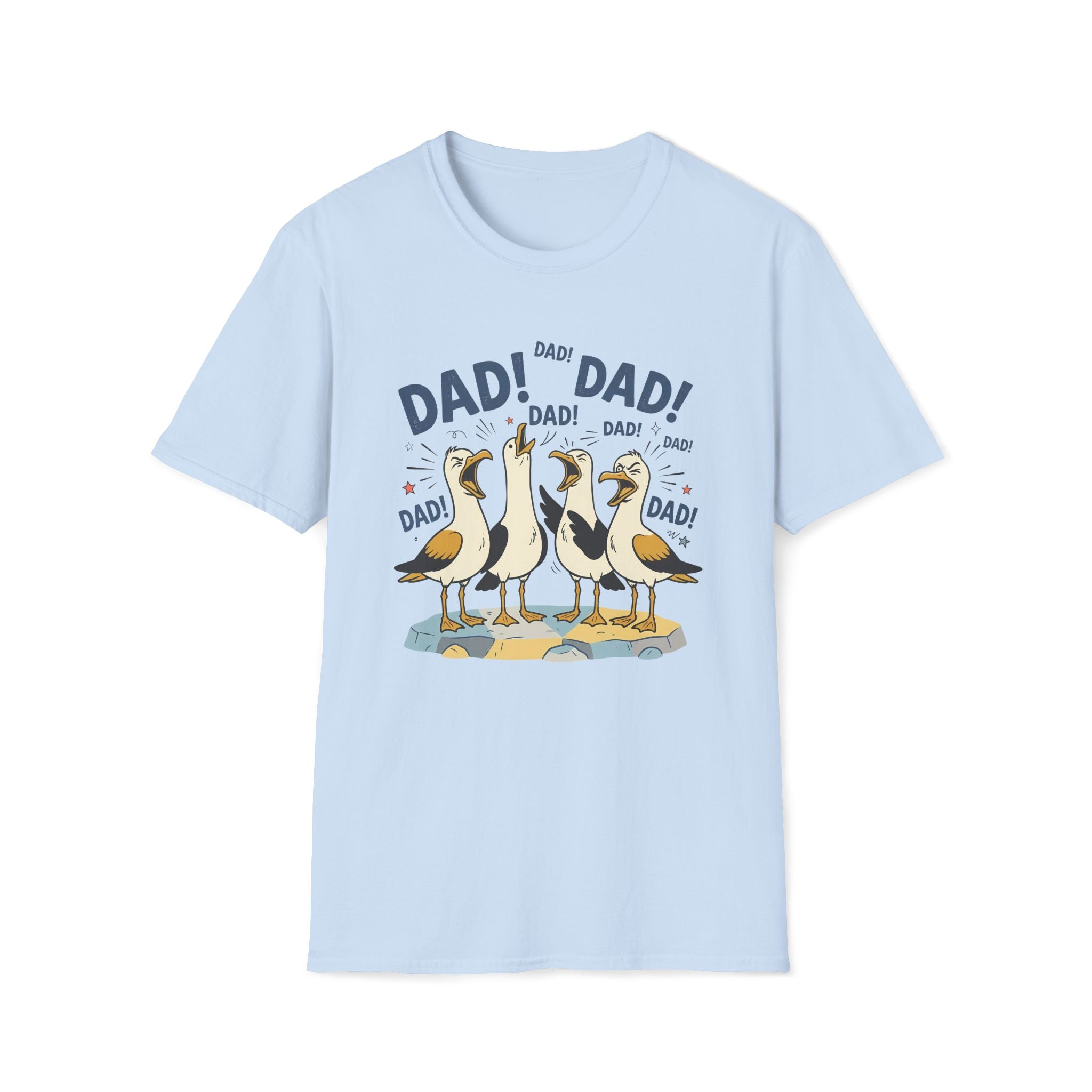 Dad Seagull Unisex T-Shirt Light Blue Unisex Adult T-shirt animal Dad Globally Fulfilled