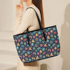 Video Game PU Leather Tote Bag Large Leather Tote Bag-Large Games Printed Offshore Retro