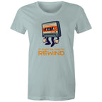 Cassette Tape, It Might Be Time To Rewind - Womens T-shirt Pale Blue Womens T-shirt Music Printed In Australia Retro