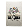 Reading Is My Therapy - AS Colour Tea Towel Cream One Size Tea Towel Printed In Australia Reading