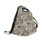 Diamond Cat Pattern Neoprene Lunch Bag/Large (Model 1669) Neoprene Lunch Bag animal Printed Offshore