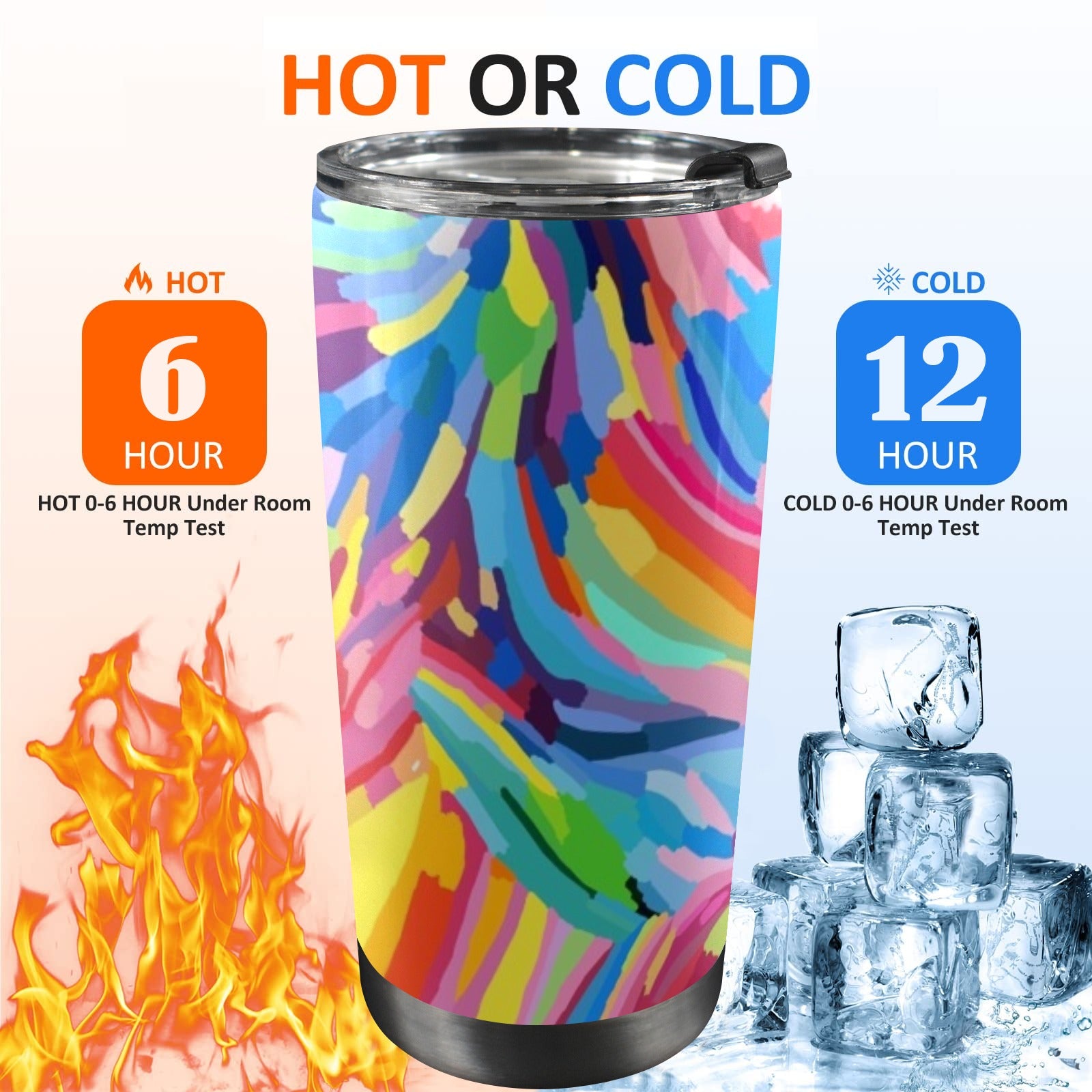 Brushstrokes - 20oz Mobile Tumbler with Lid (Black Lock) 20oz Travel Mug Printed Offshore