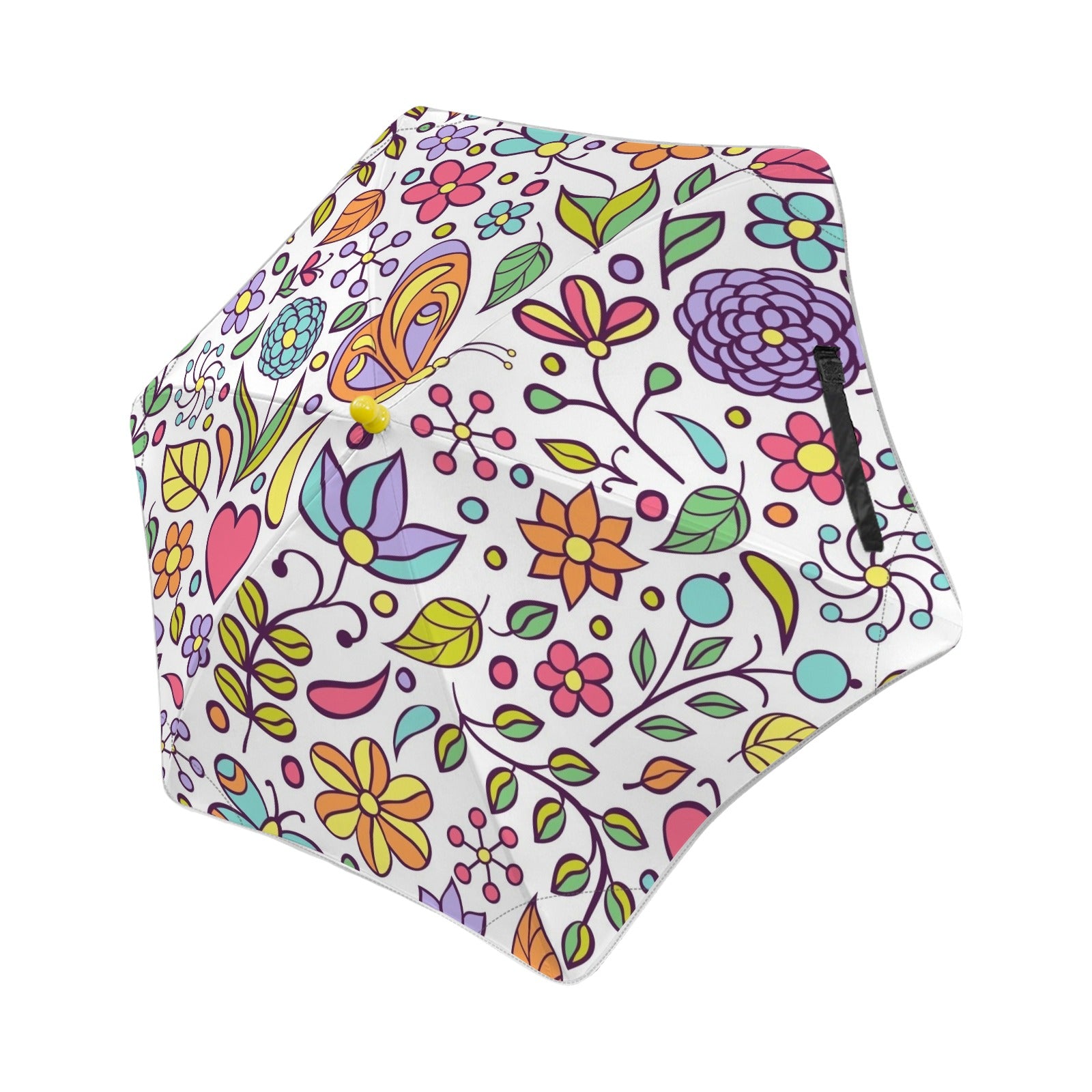 Hippie Butterfly And Flowers Kids Safe Round Corner Umbrella One Size Kids Safe Round Corner Umbrella animal Printed Offshore