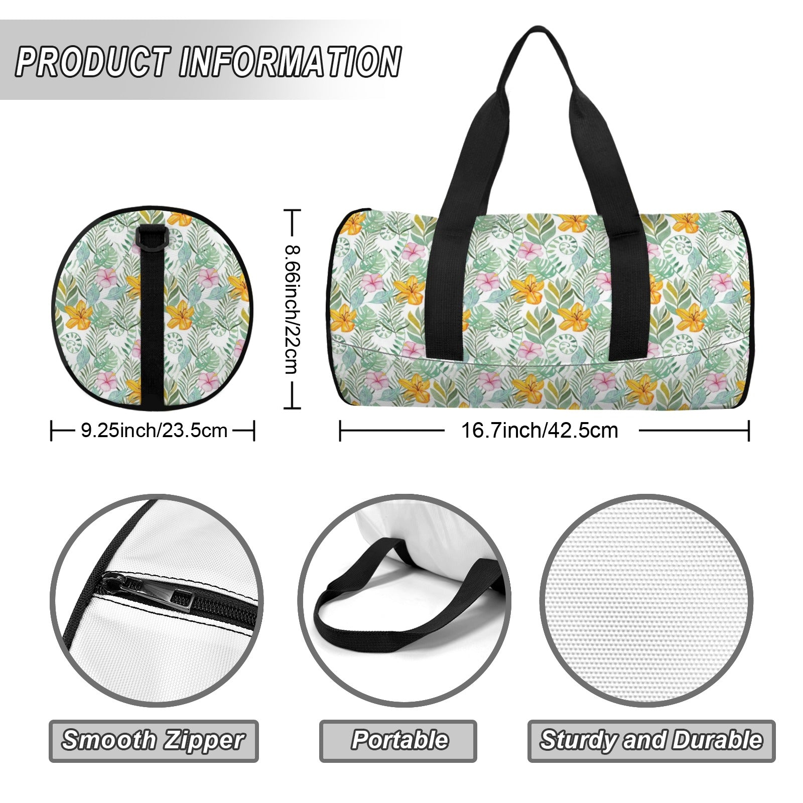 Tropical Flowers And Leaves Duffle Bag Duffle Bag Printed Offshore