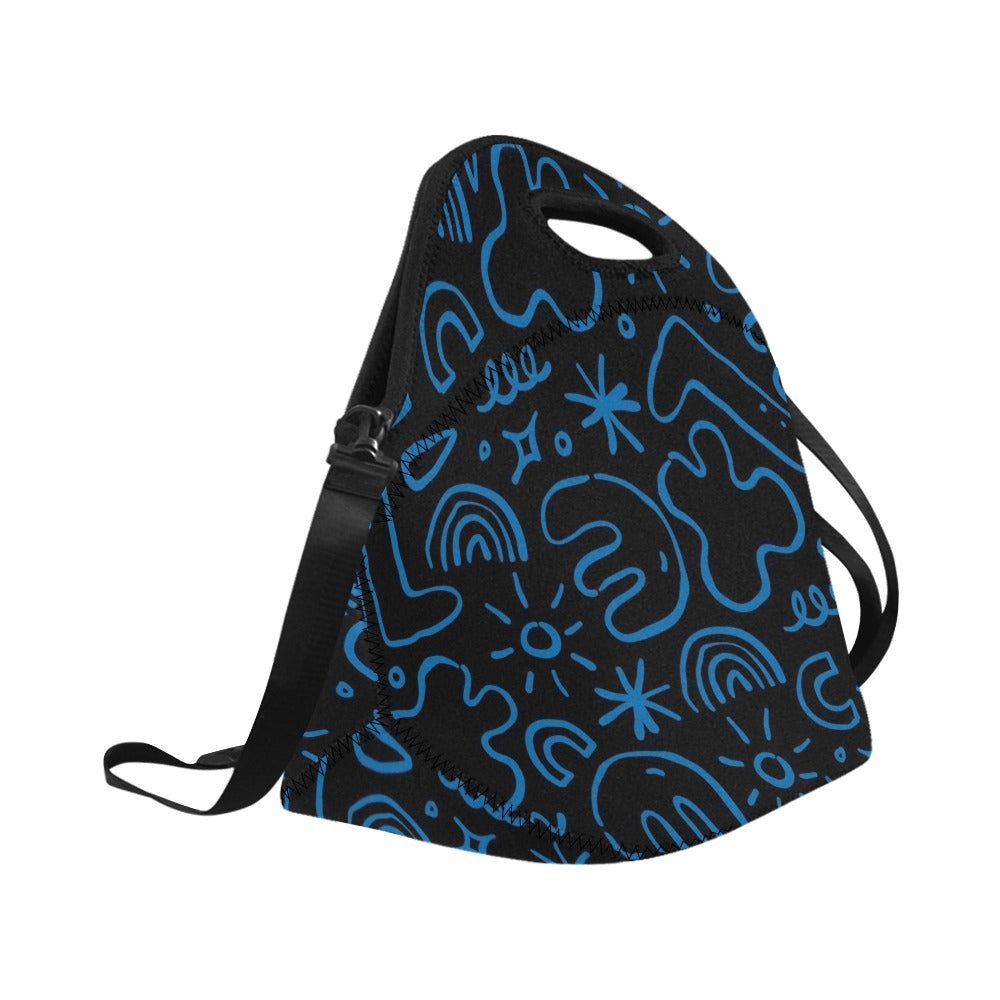 Blue Squiggle - Neoprene Lunch Bag Neoprene Lunch Bag Printed Offshore