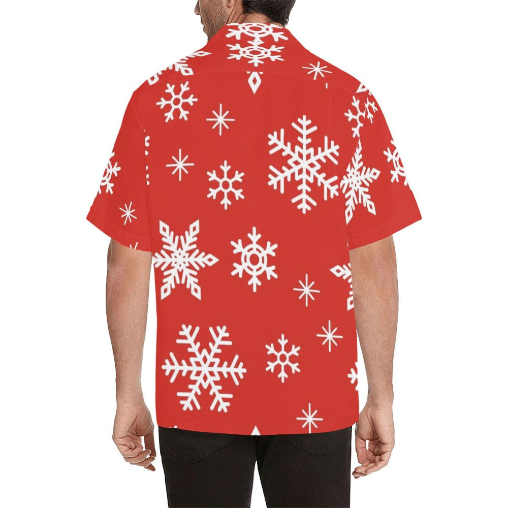 Red Snowflakes, Christmas - Mens Hawaiian Shirt