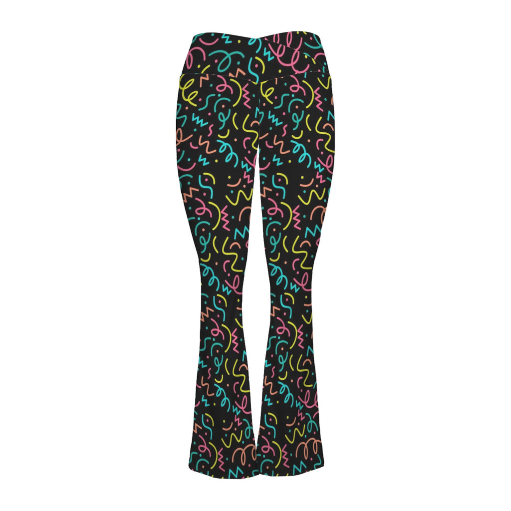 Squiggle Time High Waist Crossover Tummy Control Flare Leggings High Waist Flare Leggings Printed Offshore