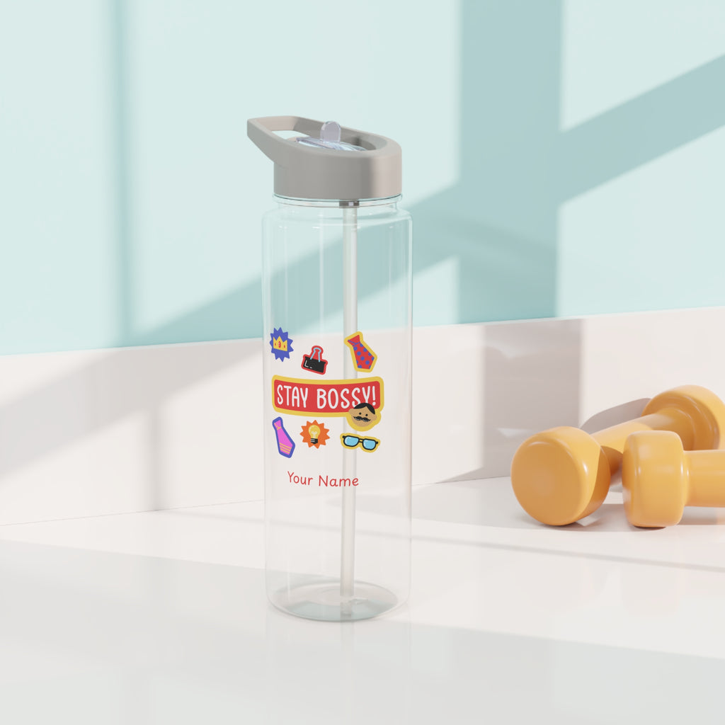 Personalised - Stay Bossy - Clear Tritan Water Bottle