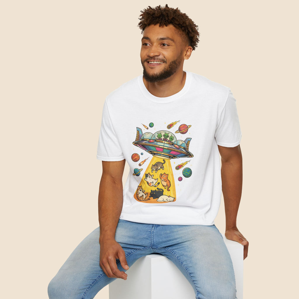 UFO Cat Abduction Unisex T-Shirt Unisex Adult T-shirt animal Globally Fulfilled Sci Fi
