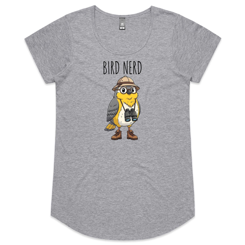 Bird Nerd 2 Women's AS Colour Scoop Neck T-Shirt Grey Marle Womens Scoop Neck T-shirt animal Birds Printed In Australia