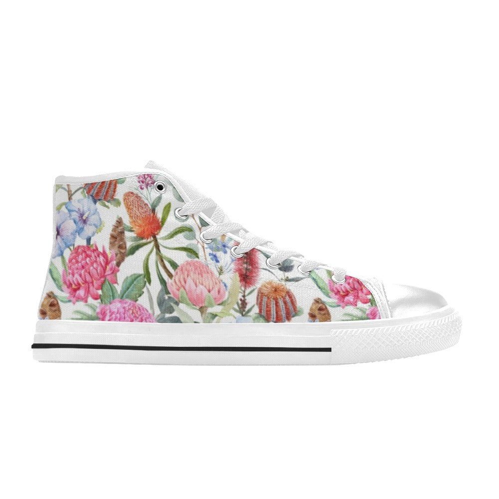 Australian Flowers - Women's High Top Canvas Shoes Womens Classic High Top Shoes Plants Printed Offshore