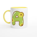 Personalised Initial With Flowers White 11oz Ceramic Mug with Color Inside Ceramic Yellow Personalised 11oz Mug customise Globally Fulfilled Name personalise