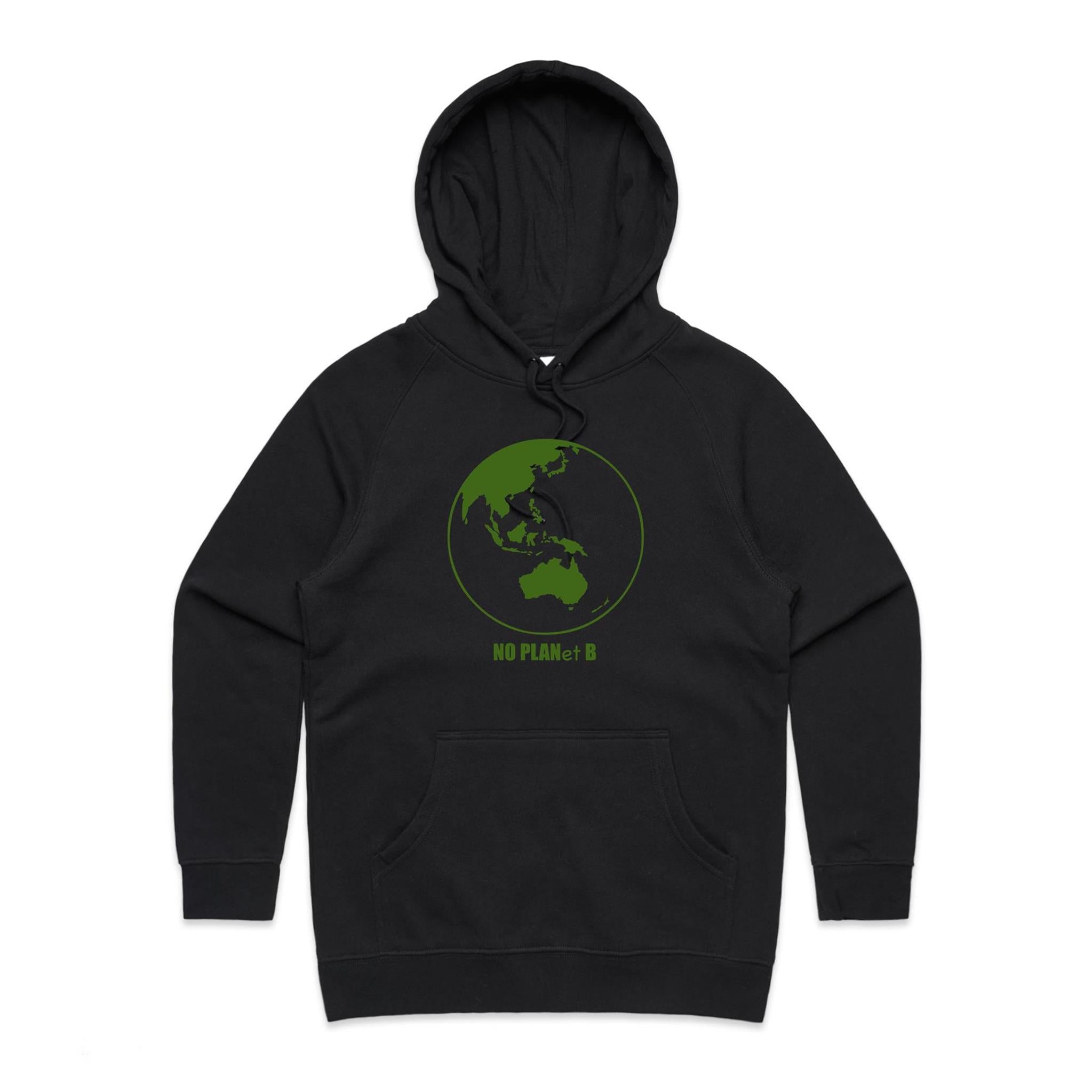 No Planet B - Womens Hoodie Black Womens Hoodie Environment Printed In Australia