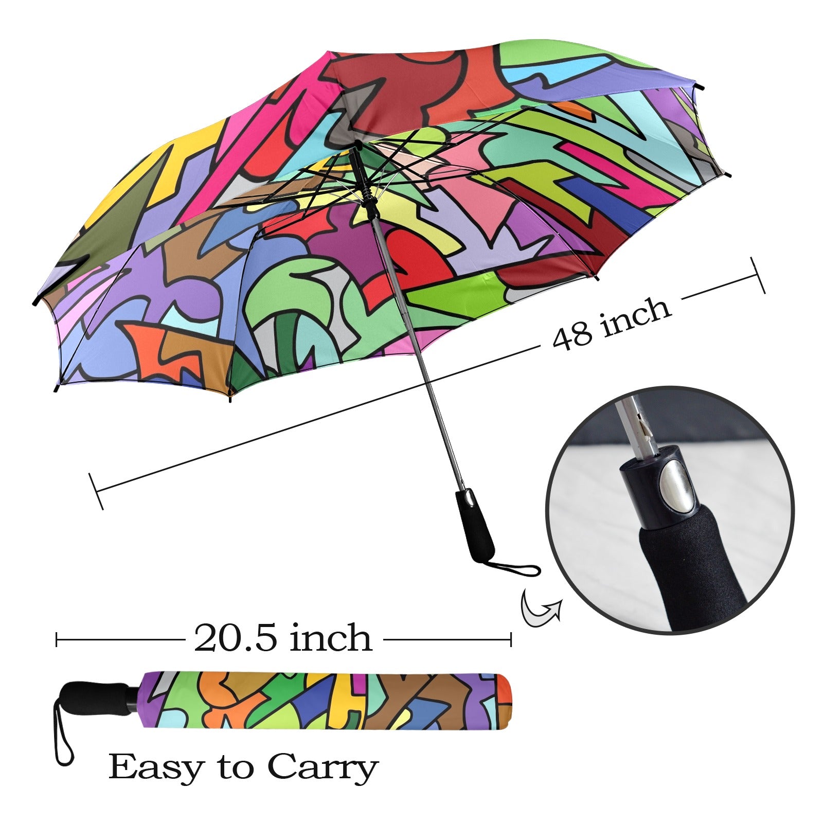 Bright Abstract - Semi-Automatic Foldable Umbrella (Model U12) Semi-Automatic Foldable Umbrella (U12)