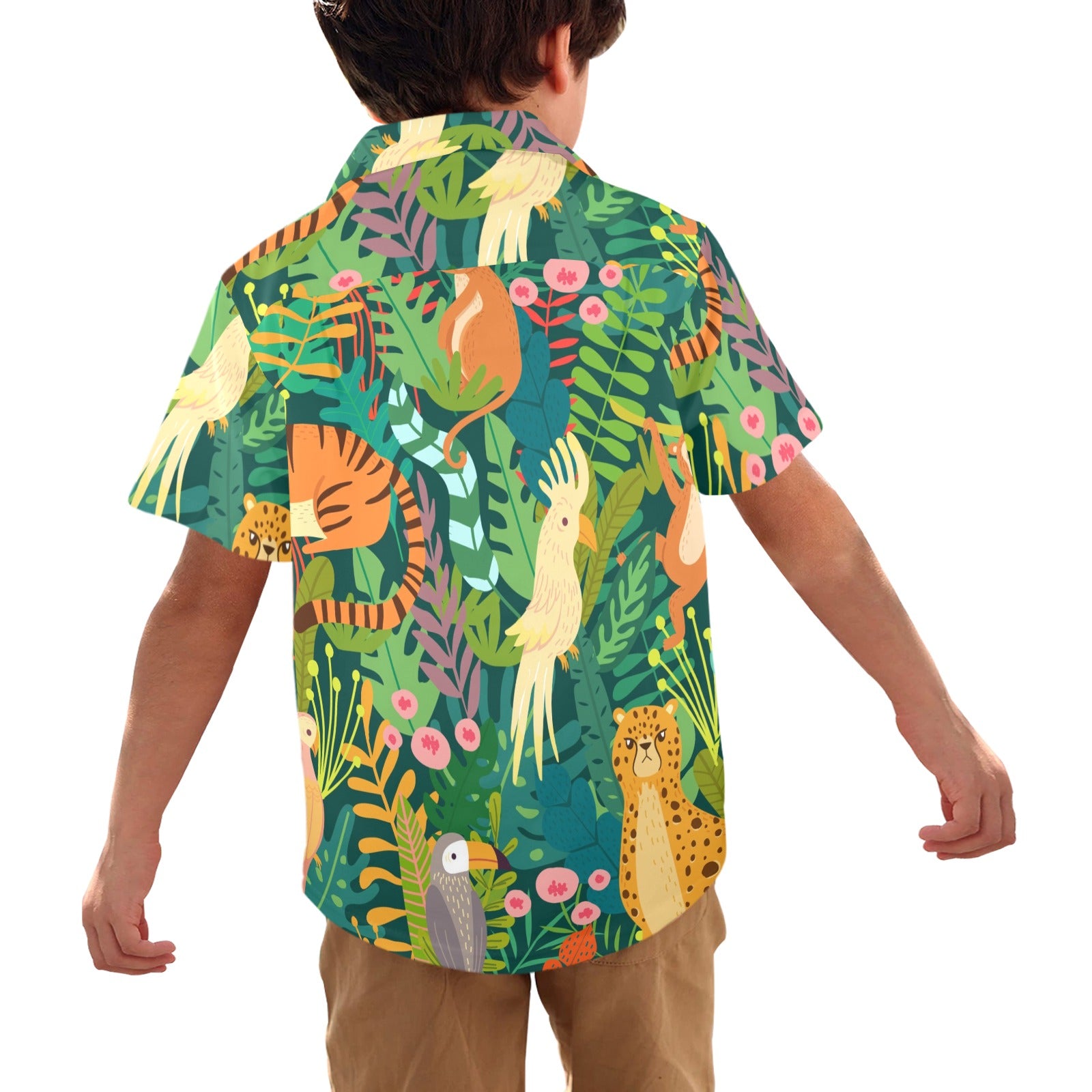 Tropical Jungle Animals - Junior Kids Hawaiian Shirt