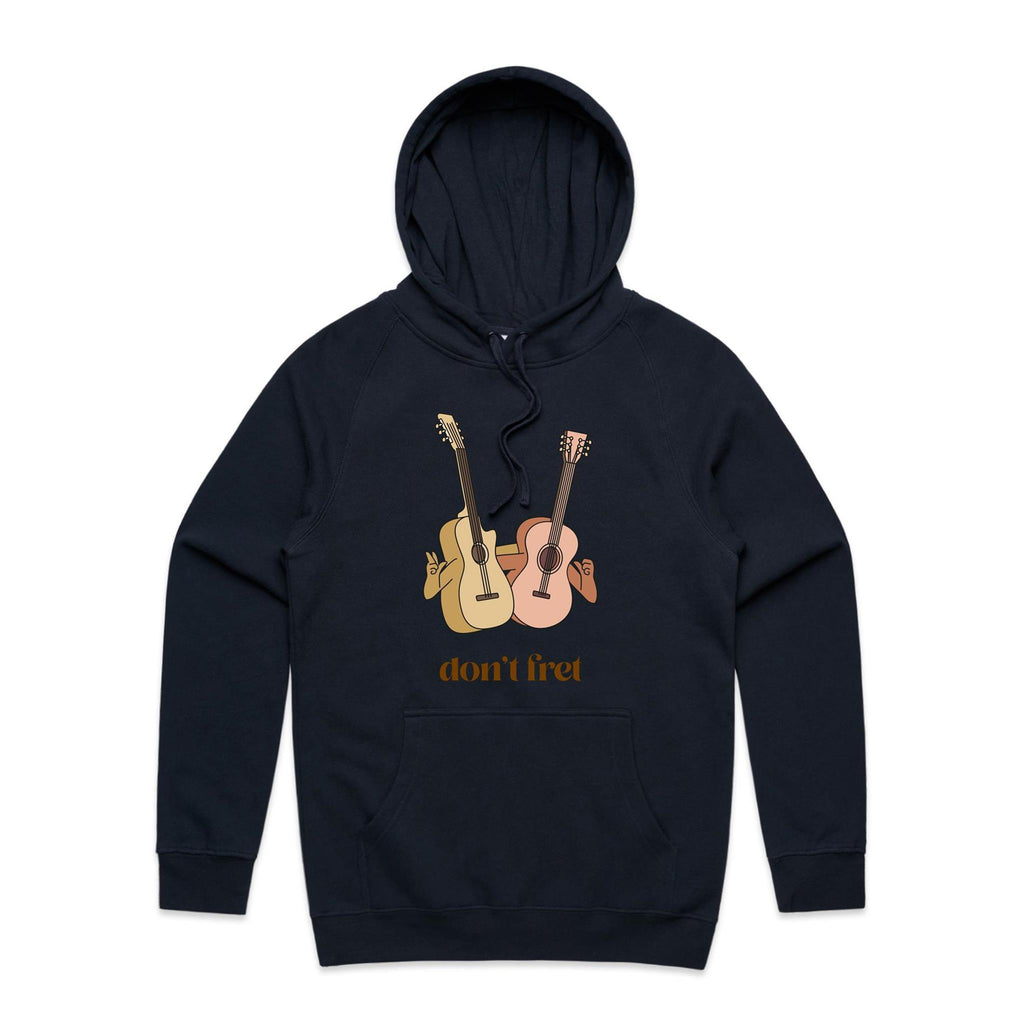 Guitars, Don't Fret - Mens Hoodie Navy Mens Hoodie Music Printed In Australia