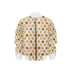 Round Pizzas On White Kids Bomber Jacket XL Kids Bomber Jacket Food Printed Offshore