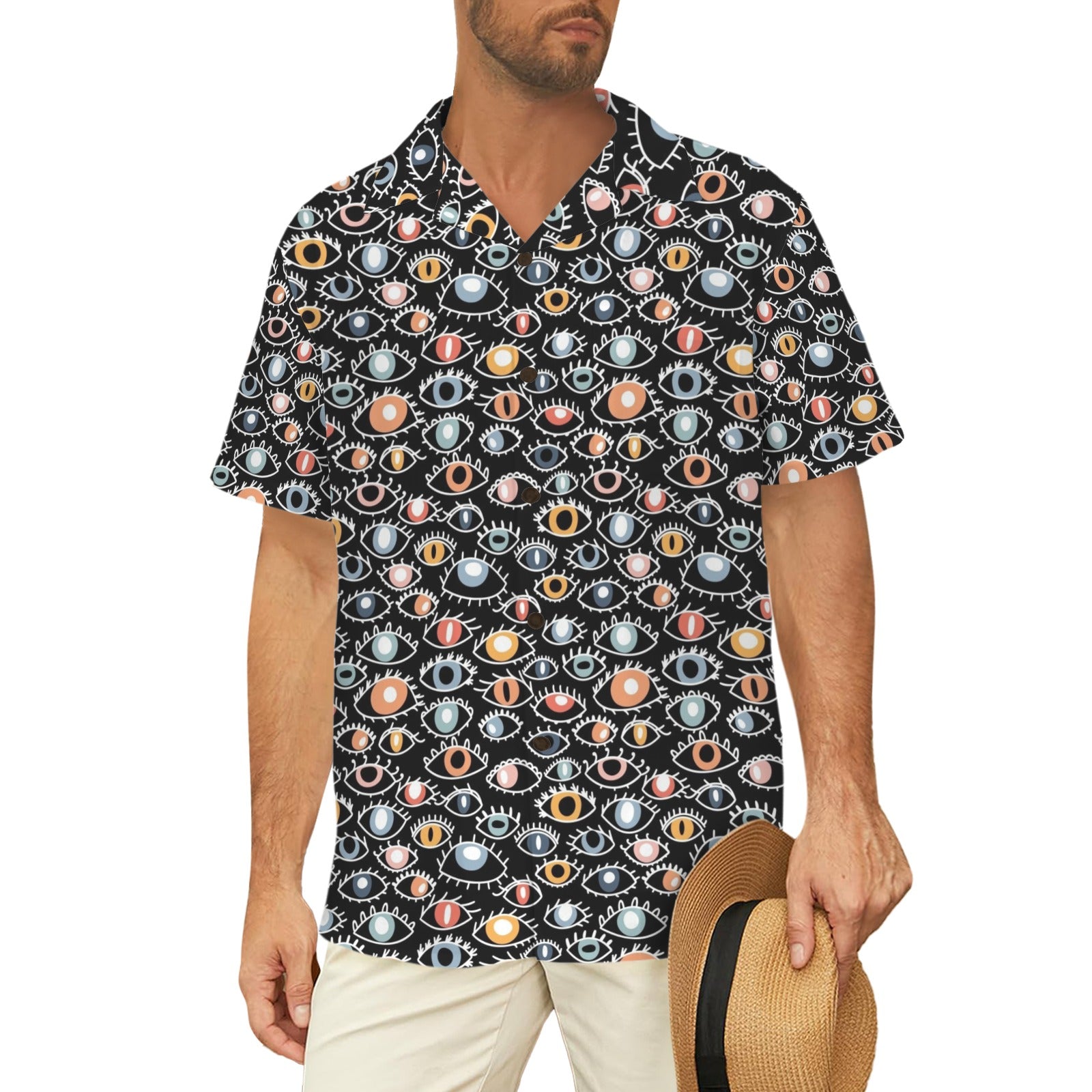 Eyes On Black Men's Short Sleeve Hawaiian Shirt Men's Hawaiian Shirt (New) Printed Offshore
