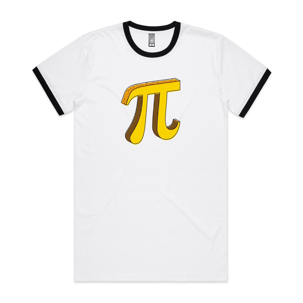 Pi - Staple Ringer Tee White Black Ringer T-Shirt Maths Printed In Australia Science