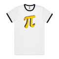 Pi Men's AS Colour Ringer Tee White Black Ringer T-Shirt Maths Printed In Australia Science