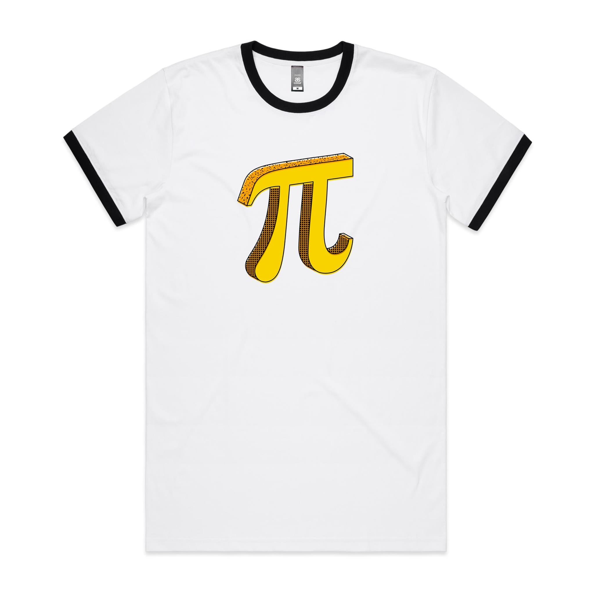 Pi - Staple Ringer Tee White Black Ringer T-Shirt Maths Printed In Australia Science