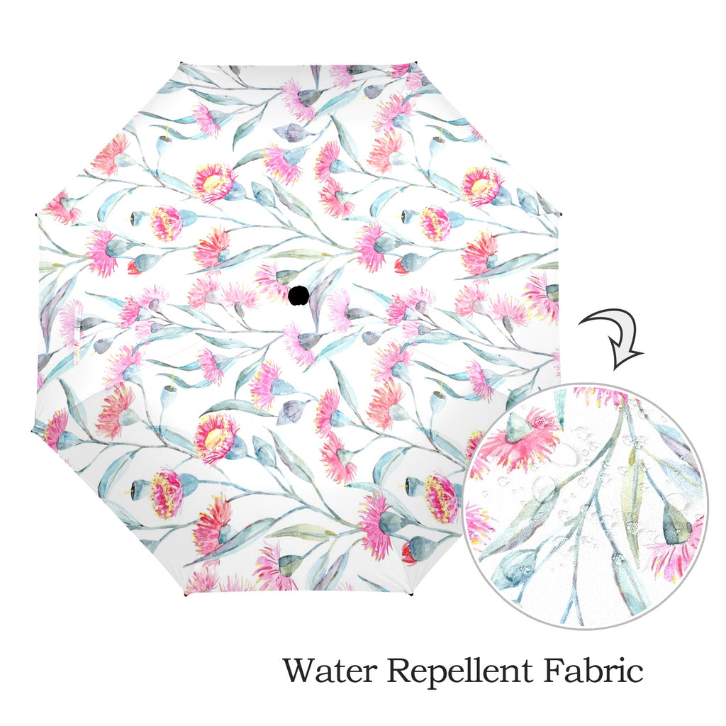 Pink Eucalyptus Flowers - Semi-Automatic Foldable Umbrella (Model U12) Semi-Automatic Foldable Umbrella (U12)